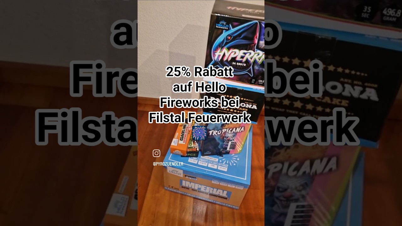 25% Rabatt auf alle Hello Fireworks Artikel bei FilstalFeuerwerk!🔥💥 [gilt nur im Februar]