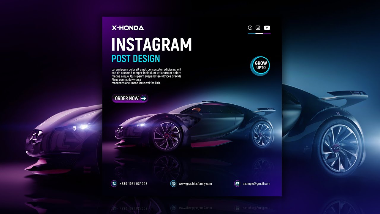 Luxury car social media post design in photoshop