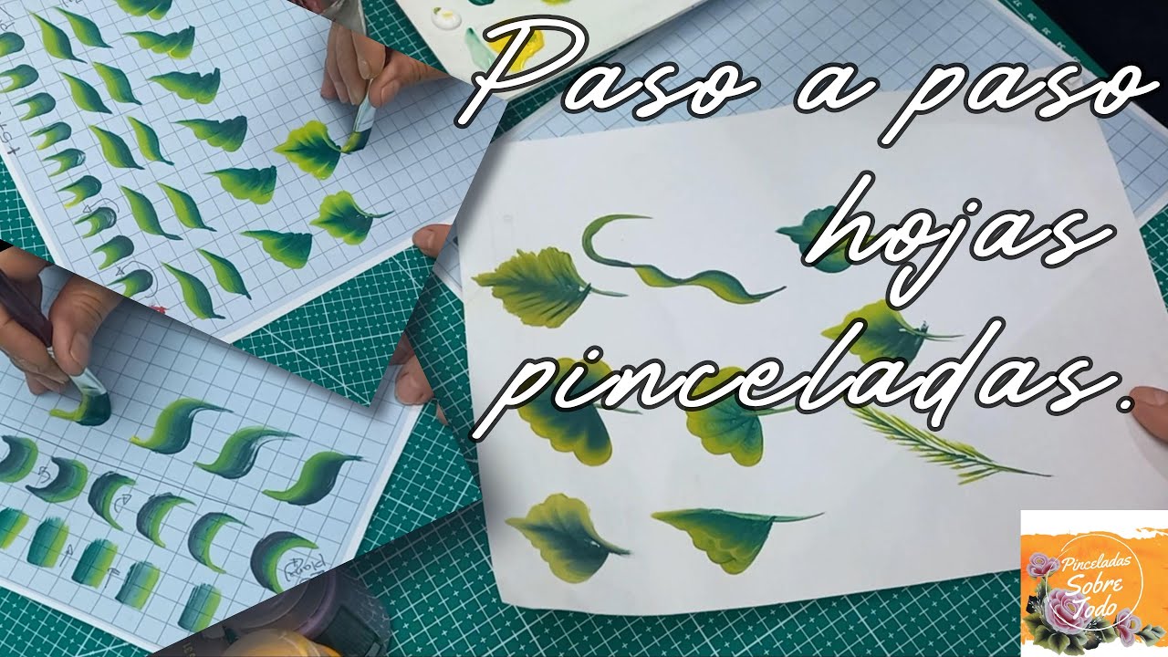 Ejercicios para pincelar hojas y mariposas.