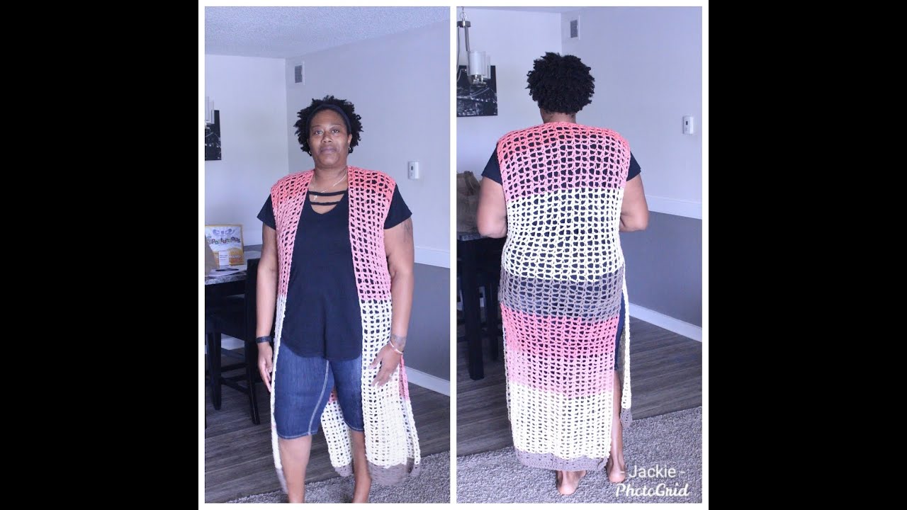 PLUS SIZE CROCHET SPRING/SUMMER LONG VEST (DIY)|Jackie1113