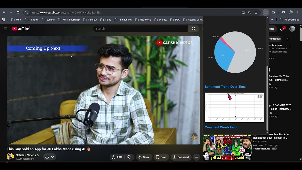 AI YouTube Sentiment Tracker | LightGBM & Chrome Extension Demo 📊