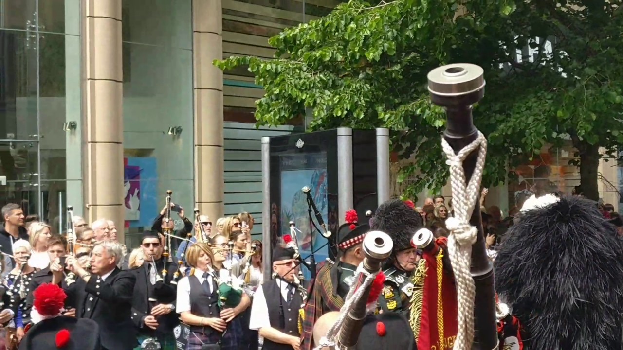 Manchester Arena Bombing victims Tribute. Pipes and drums tribute.    Black Bear. 4/6/17