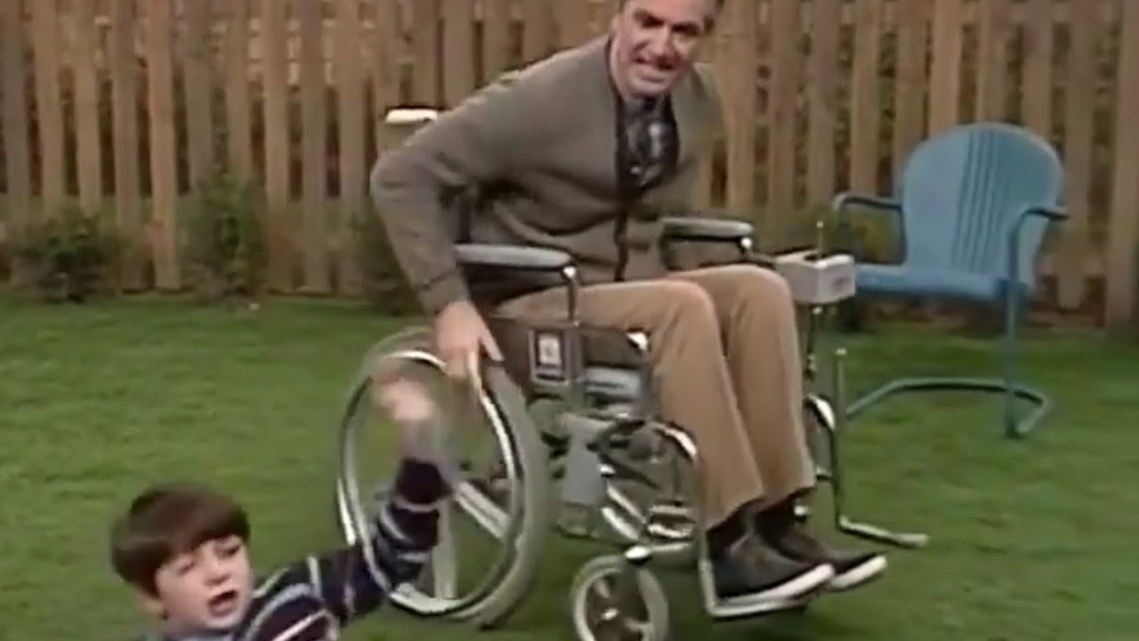 Mr. Rogers Reimagined 27- Mr. Rogers Steals Jeff's Wheelchair to Prove He's Faking 😈 #AI #DarkComedy