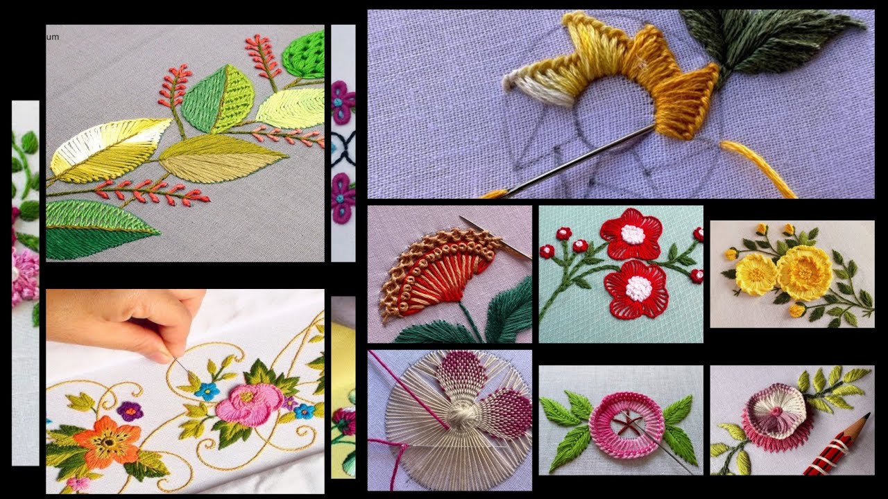 🌺Royal Floral Border Line Stitch 🌹Colorful Flower Border Embroidery 🌼