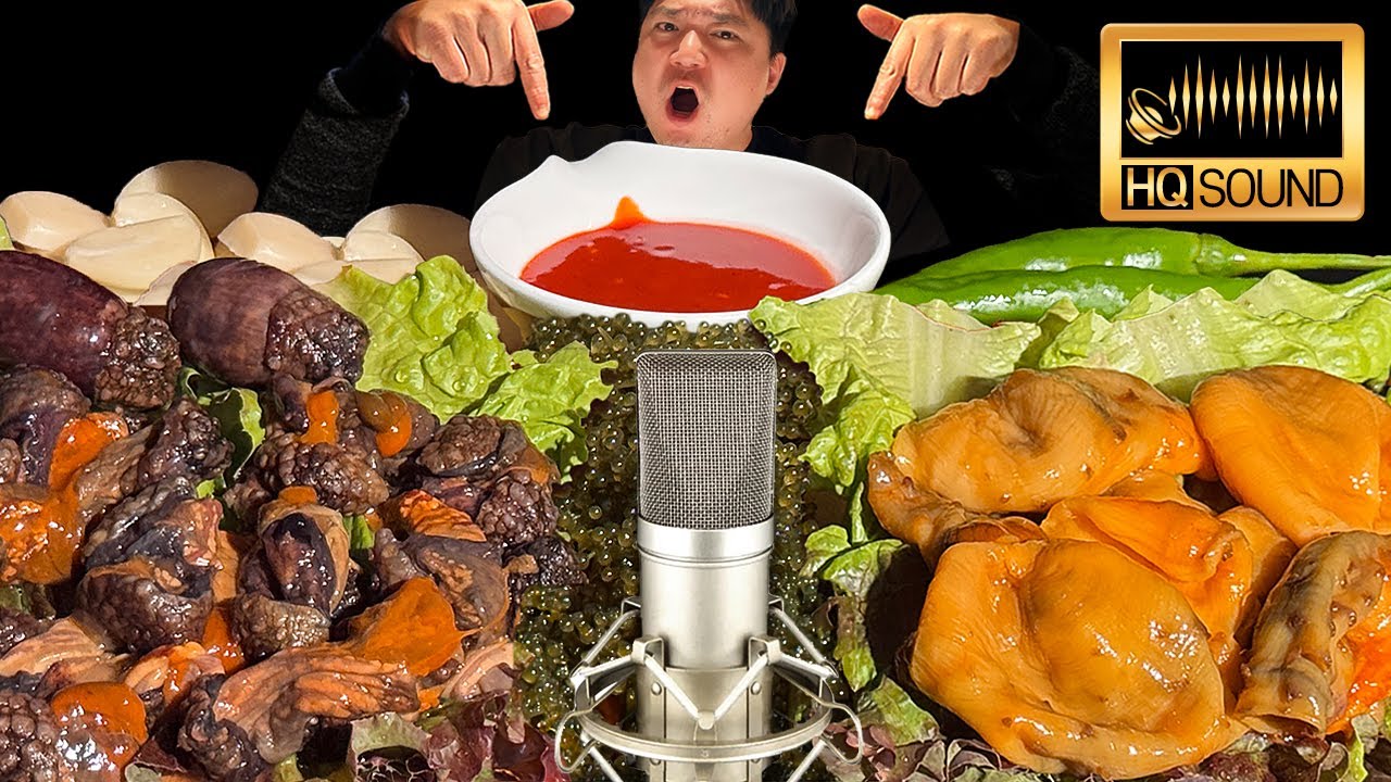 미더덕회 멍게회 바다포도 먹방 🌊 이 영상에선 바다향이 납니다 in 녹음실ㅣ하이퍼 리얼사운드ㅣ먹방 해설ㅣ회 먹방ㅣ해산물 먹방