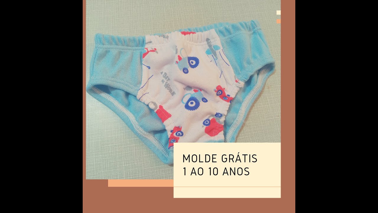 Cueca infantil (Molde Grátis- Free Pattern 1 ao 10 anos)
