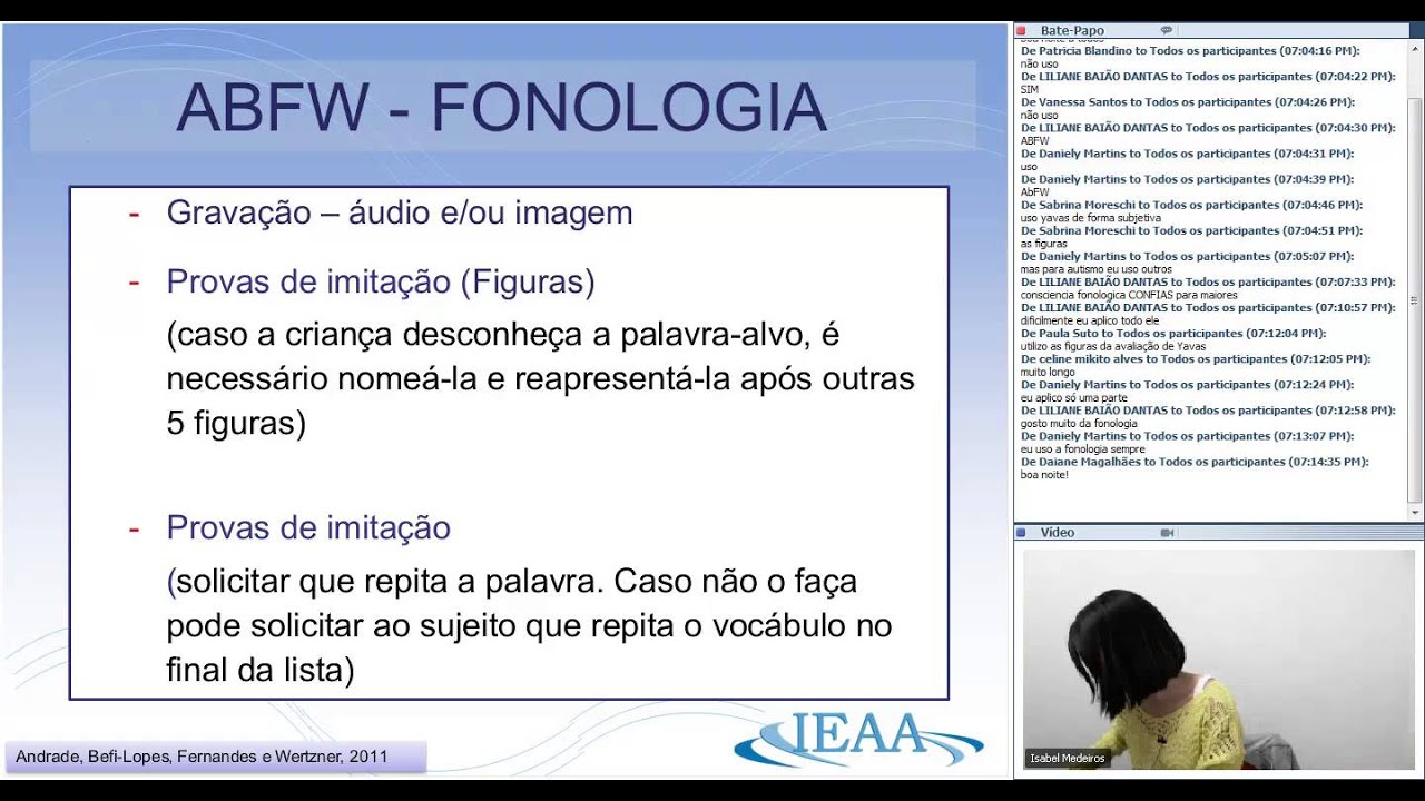 Protocolos de Avaliação de Linguagem - 1a parte