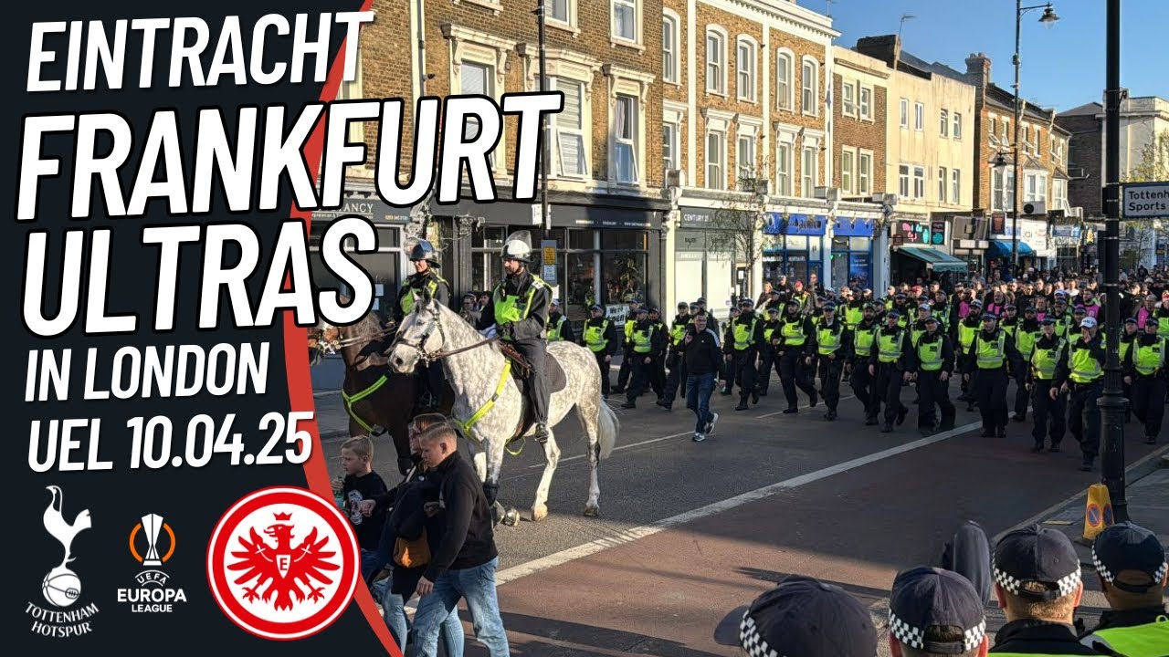 🇩🇪🦅 ULTRAS FRANKFURT FANS IN LONDON ⚫️⚪️🔴 10.04.25 EUROPA LEAGUE QUARTER FINAL #uel #ultras