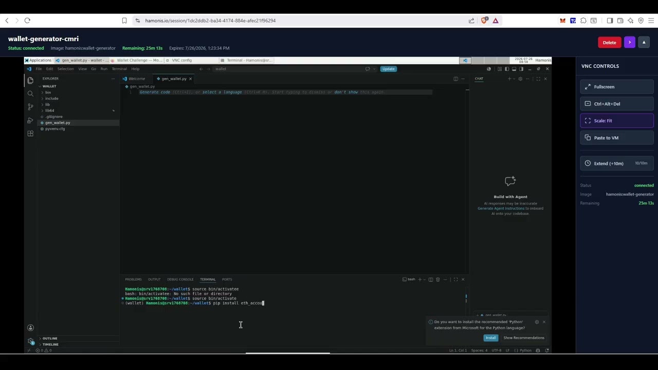 Generating a cryptographic wallet using python