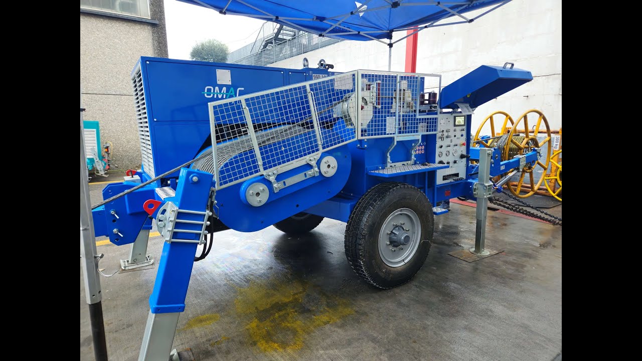 Test of a 160 kN puller-winch for 330-400 kV HV overhead lines OMAC Italy F260.160