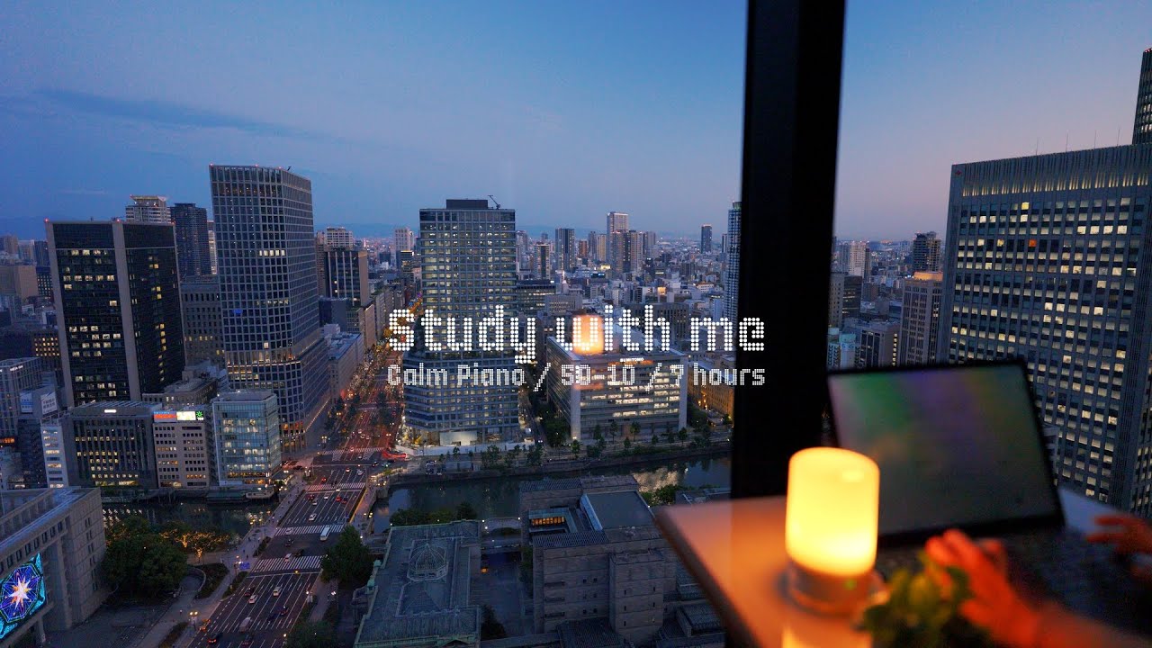 7-hour STUDY WITH ME🚙/ OSAKA / pomodoro (50/10) /Calm Piano🎹 / background music for studying / Focus