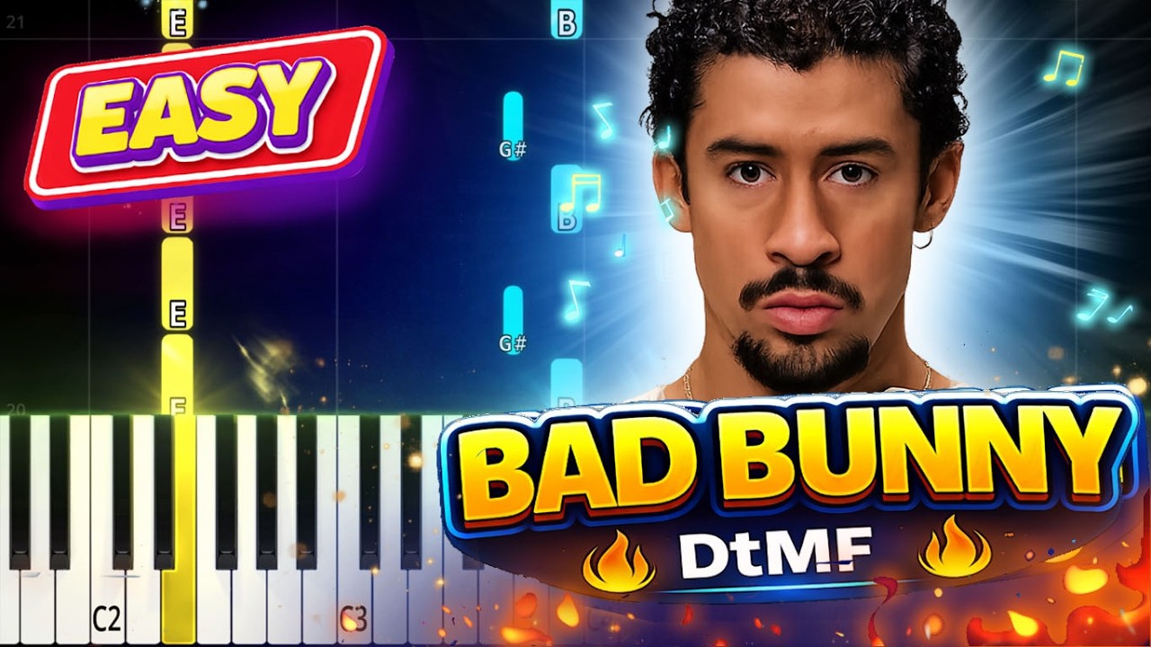 BAD BUNNY – DtMF | Easy Piano Tutorial