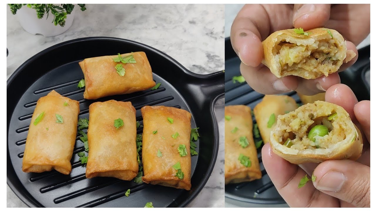 Aloo Matar Roll Recipe | Aloo Snacks Recipe | Aloo Matar Samosa Roll | Crispy Potato Snacks Recipe