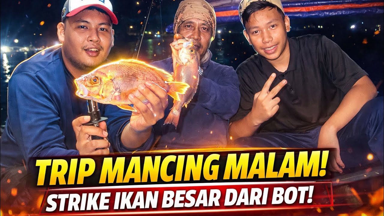 Mancing Tengah Malam,air besar, Sekali Naik Ikan!
