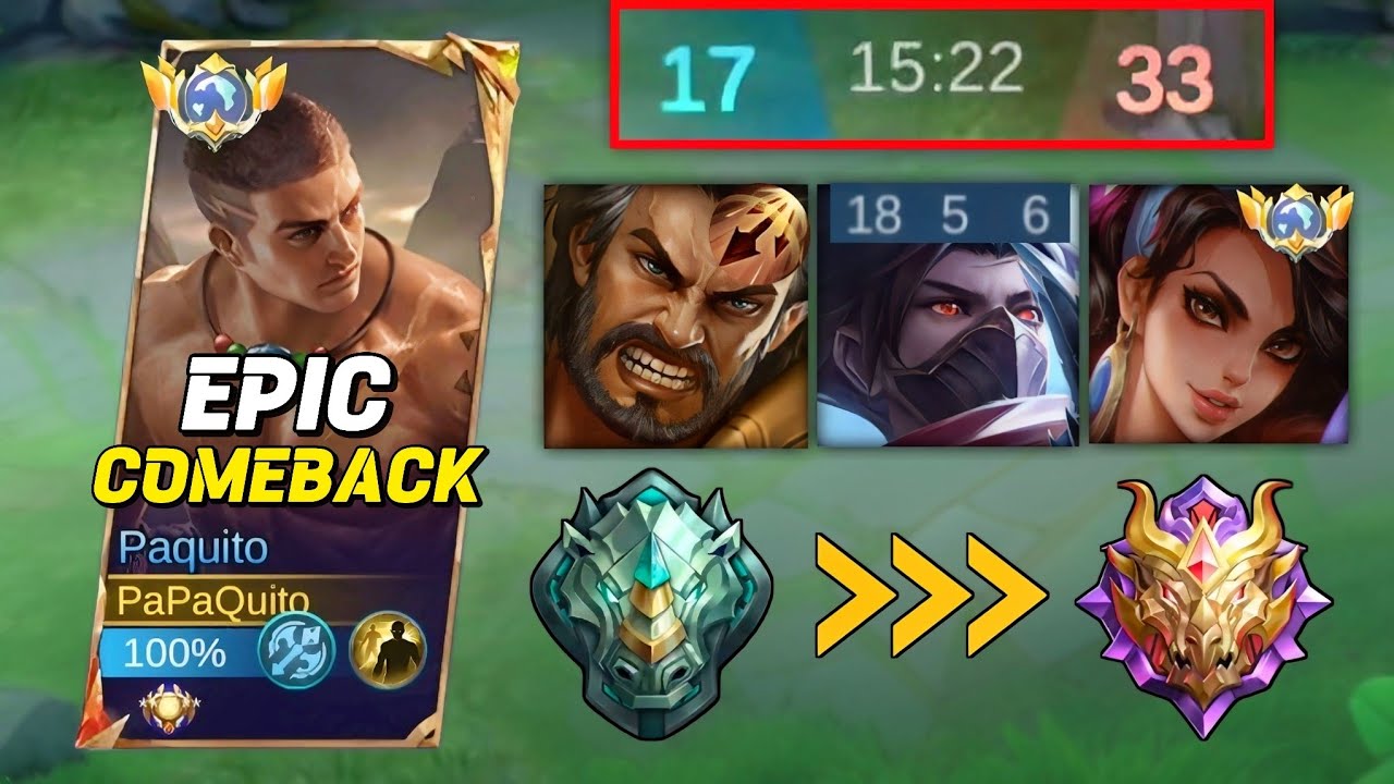 DON'T CELEBRATE TOO EARLY!! UNBELIEVABLE EPIC COMEBACK PAQUITO | PAQUITO GAMEPLAY MLBB