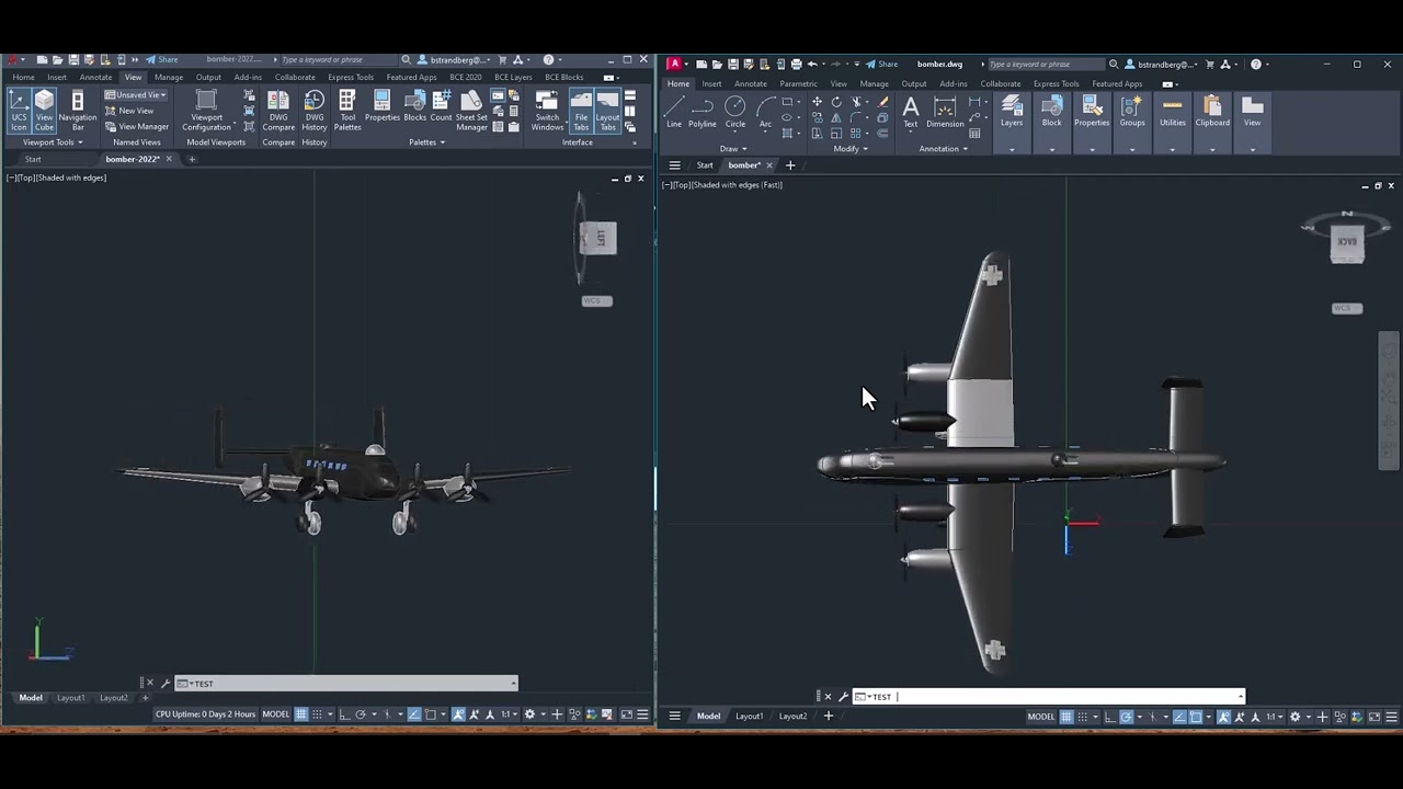 AutoCAD 2024 Shaded with Edges Fast Mode vs 2022
