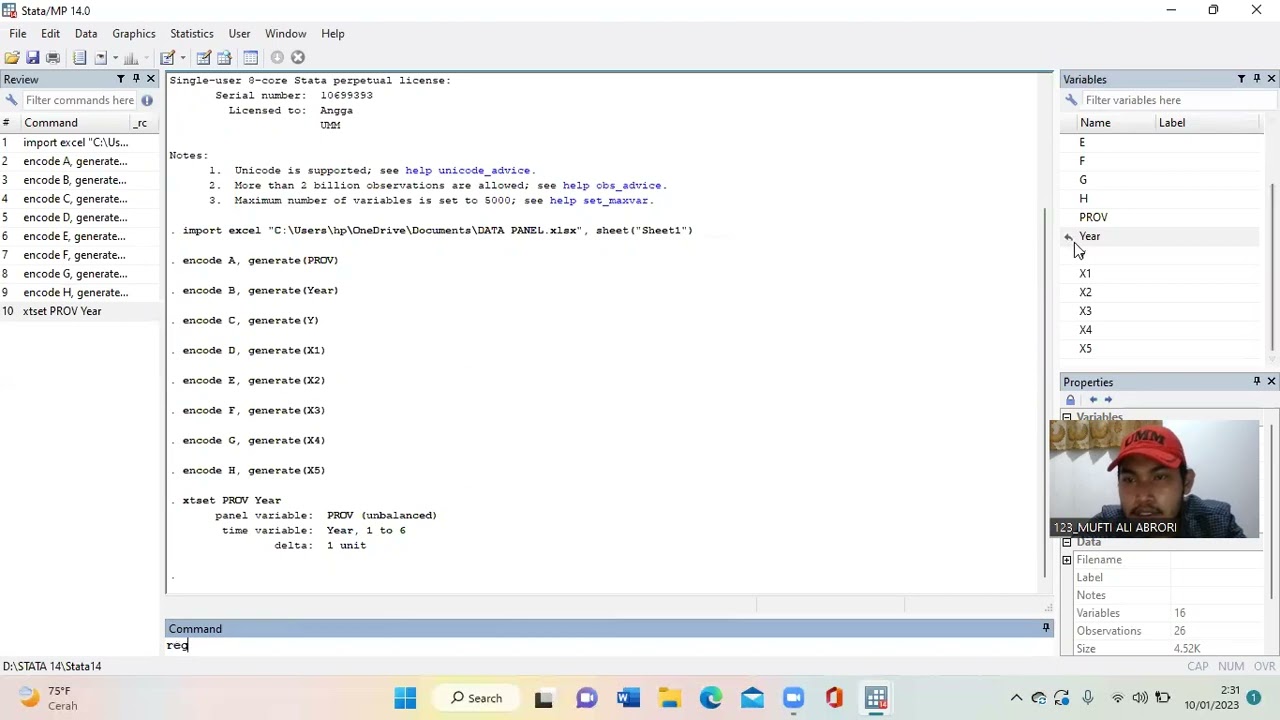 Tutorial Analisis Regresi Data Panel. Uji Chow, Uji Hausman dan Uji LM pada STATA.