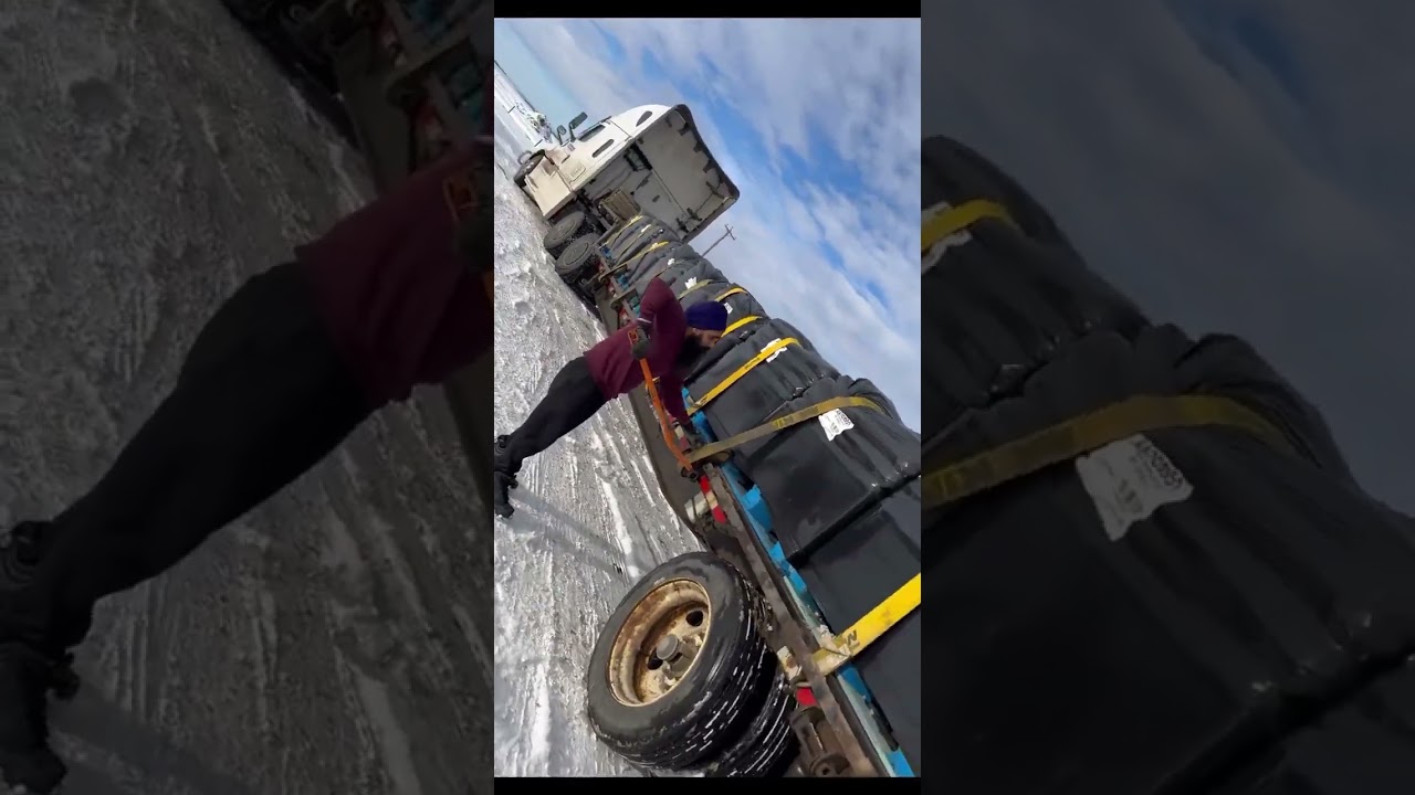 How to secure and tarp salt load #Truck_Life_🍁 #punjabi #trucker #cascadia #greatdane #stepdeck