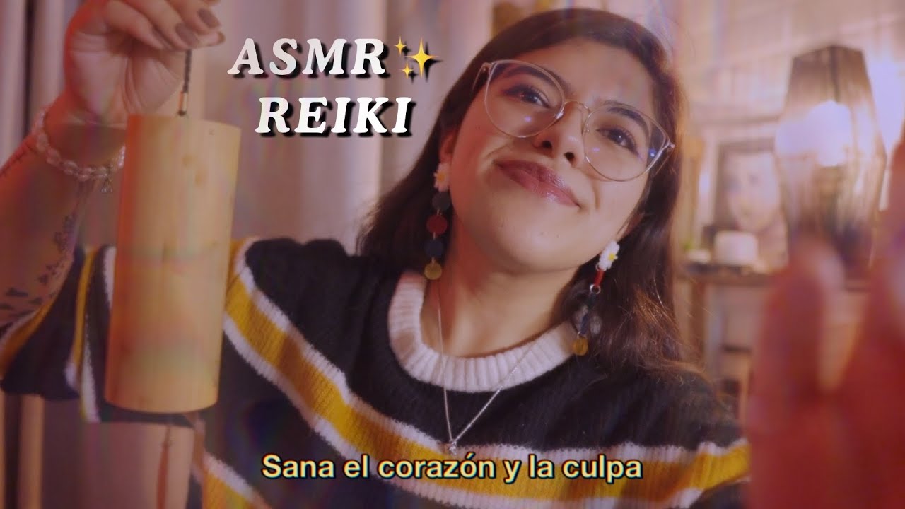 ASMR Limpieza de Aura 💘 para sanar el coraz&oacute;n y la culpa 🧿 Koshi Bells, Palo Santo, Reiki