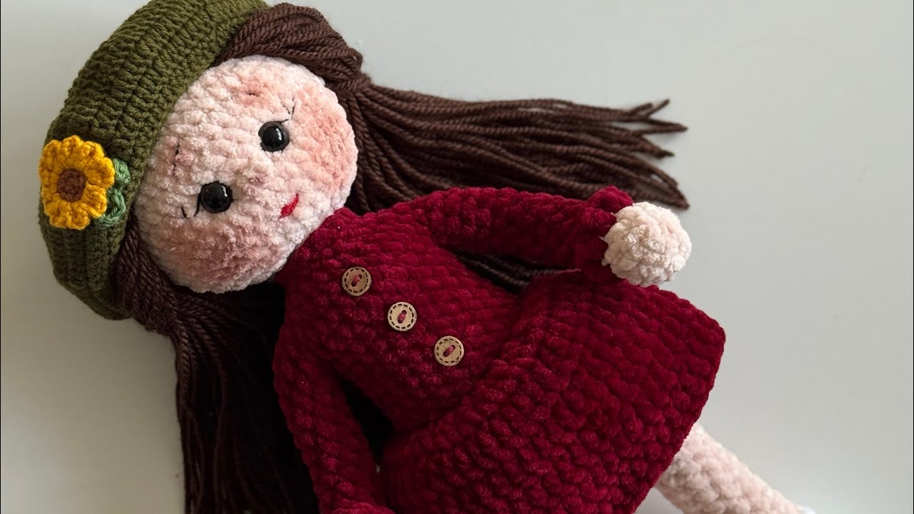 Kadife ipten bebek yapımı 3/4❤️ English Subtitle (head, kafa) #amigurumidoll #amigurumi 