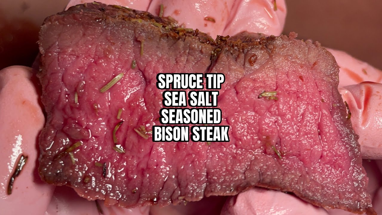 Grilled Bison Round Steak on a Charcoal Grill | Rare Perfection with Spruce Tip Sea Salt Dry Brine