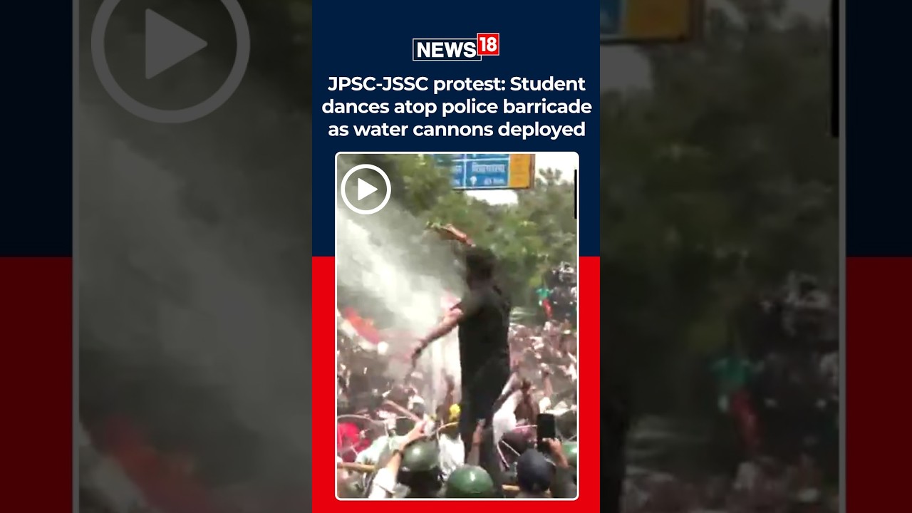 WATCH: Student Dances On Police Barricade Amid JPSC-JSSC Protest | #shorts | N18S