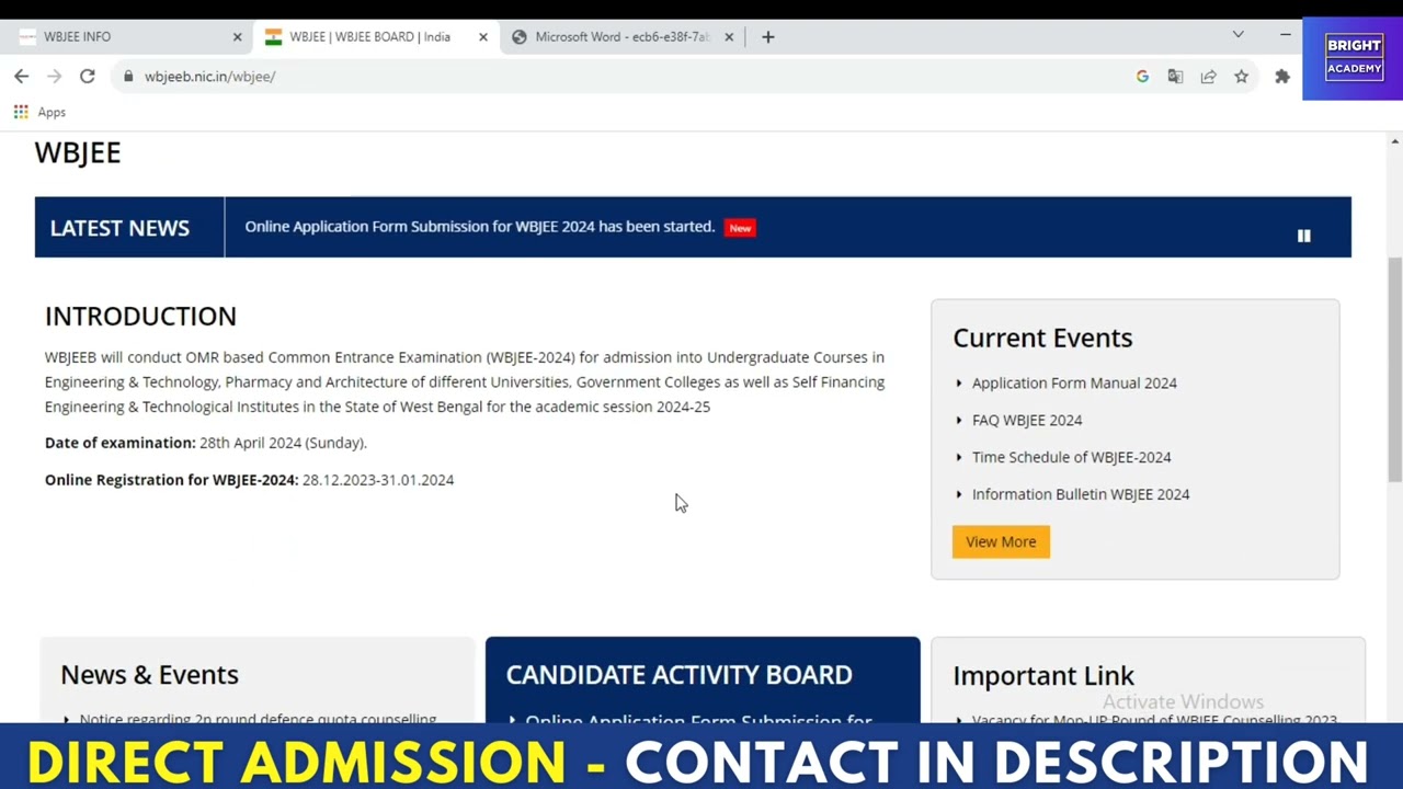 WBJEE 2024 Registration |Timetable of west bengal Joint Entrance Examination | WBJEE 2024 Time Table
