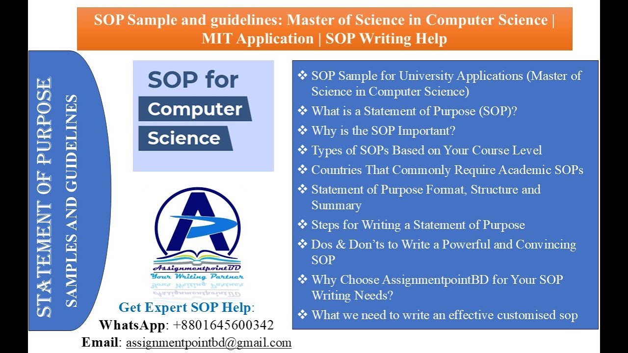 SOP Sample & Guidelines: Master of Science in Computer Science | MIT Application | SOP Writing Help