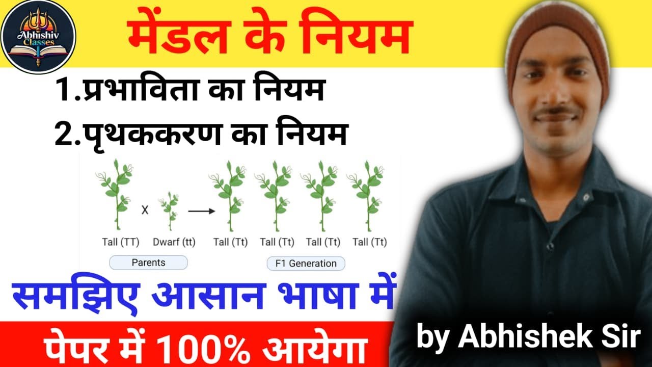 मेंडल के नियम || प्रभावित का नियम|| पृथक्करण का नियम abhishivclasses