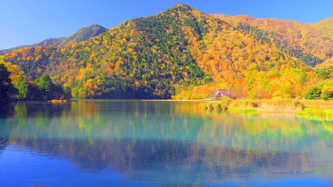 4K映像 絶景紅葉「奥日光の紅葉　錦秋の湯ノ湖　日光湯元温泉」 autumn leaves japan 美しい四季 秋 栃木県日光市 10月中旬 絶景自然風景