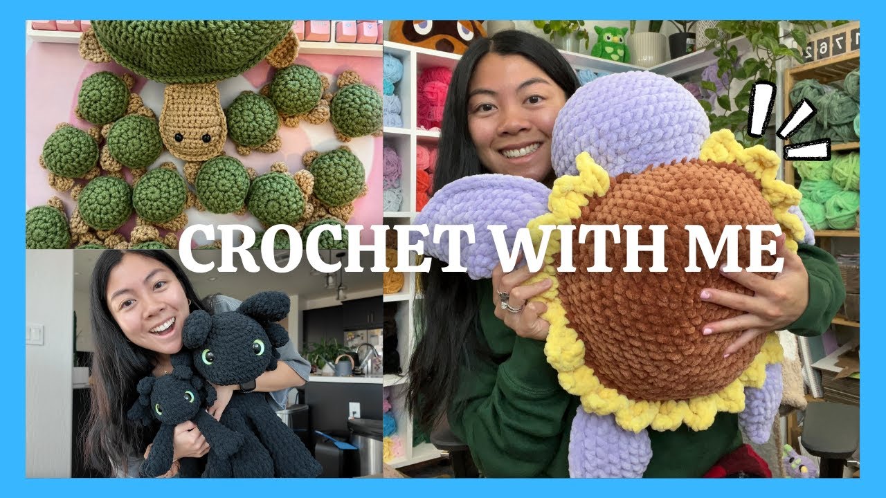Come Crochet With Me! 🧶 Making Dragons, Jumbo Turtles, Packing Orders, & Yapping! Studio Vlog 🧶💕