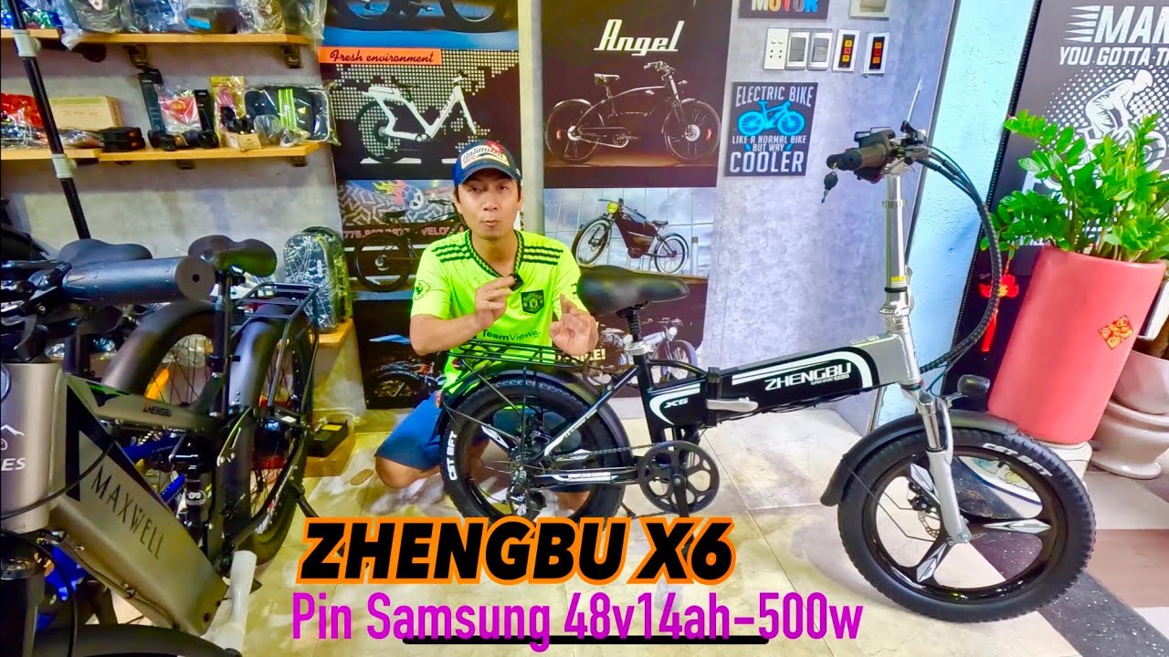 Khui Thùng Xe ĐạpĐiện Gấp ZHENGBU X6 ĐàiLoan PinMotor 48v14ah500w Phanh Điện Đề SHIMANO Pin Tháo Dời