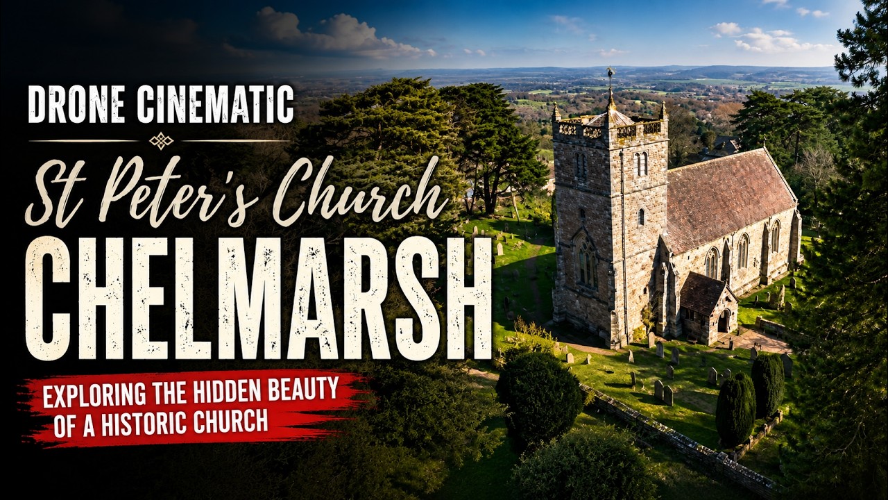 Exploring the Hidden Beauty of St. Peter's Church, Chelmarsh &ndash; 4K Aerial Tour