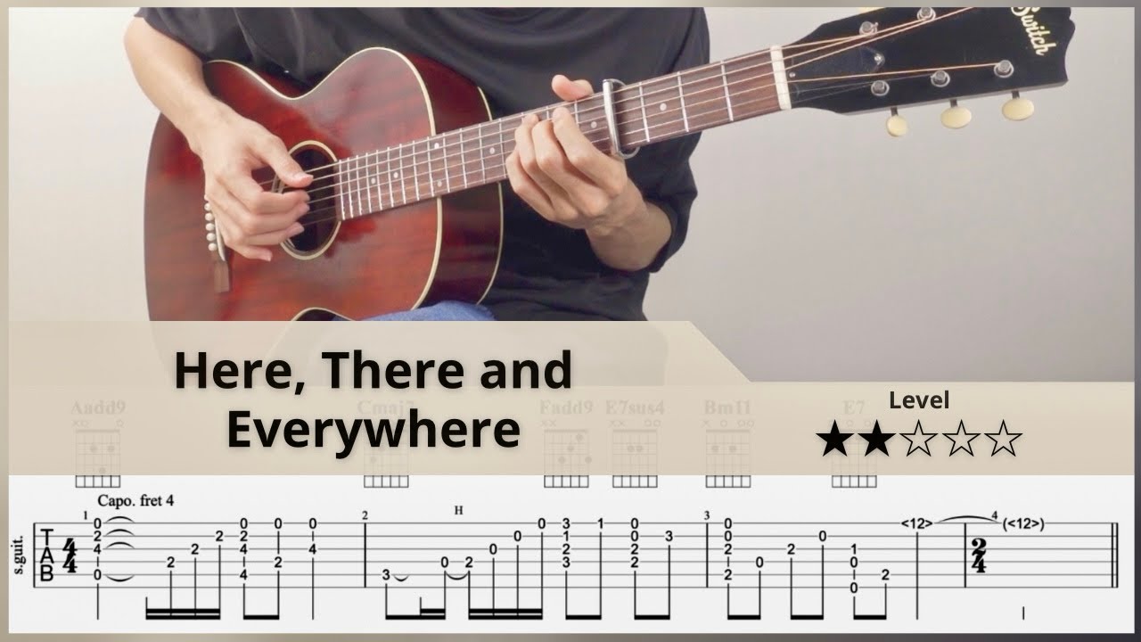 【TAB】Here, There and Everywhere | the Beatles | Fingerstyle Guitar | ソロギター