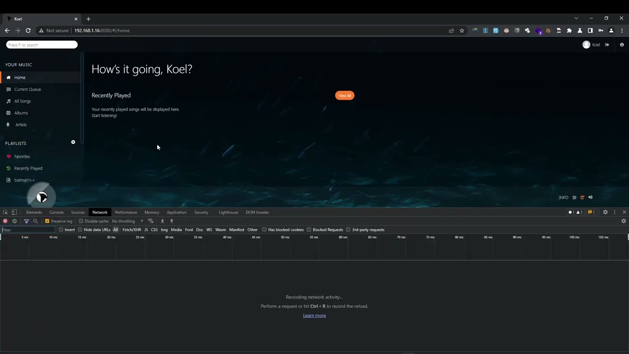 Koel - Use of GET Request with Sensitive Query Strings