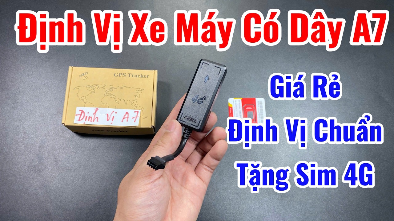 Định vị xe máy a7 Tặng Kèm Sim 4G giá rẻ đấu điện trực tiếp vào bình ắc quy 12v hoặc 24v