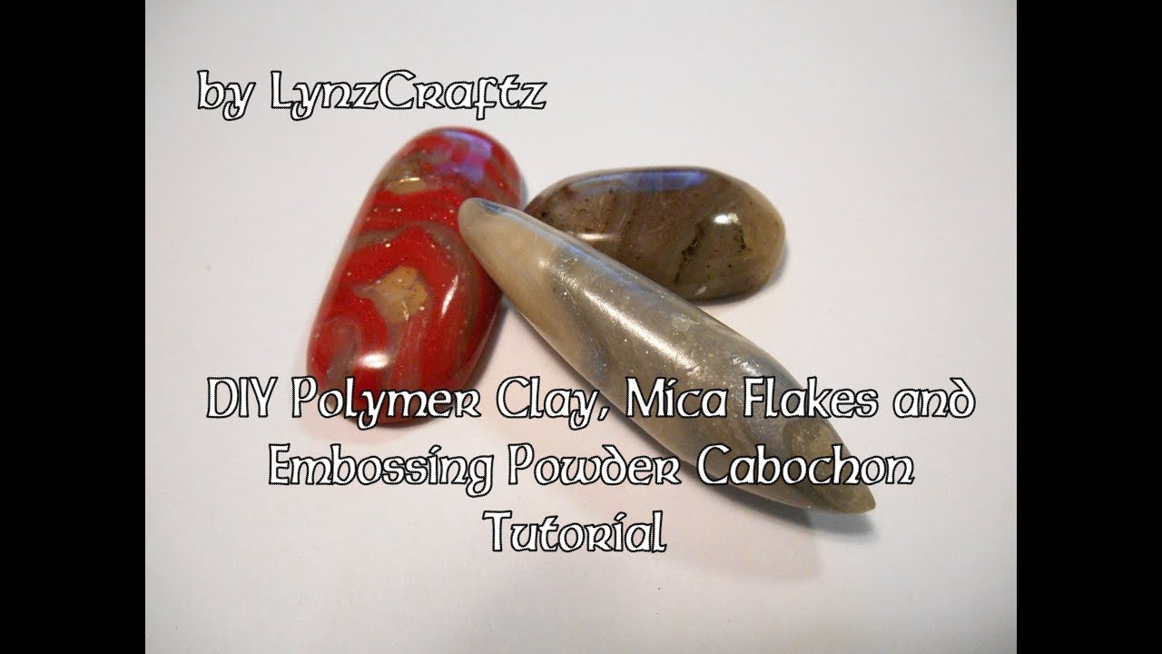 CABACHONS! Real Mica Flakes, Embossing Powder in Polymer Clay