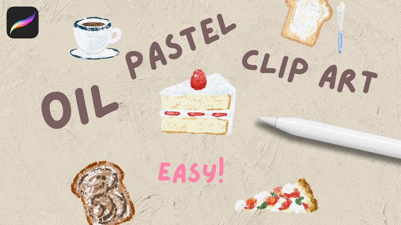 How to Draw Cute Food Clipart in Procreate | Create Stickers | Realistic Oil Pastels for Procreate