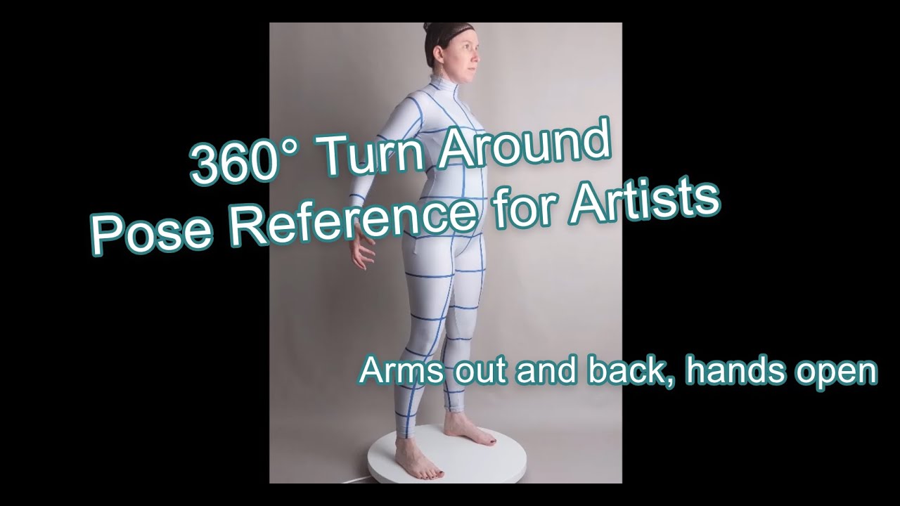 AdorkaStock 360° Turnaround Pose Reference Standing with Arms Out, Hands Open