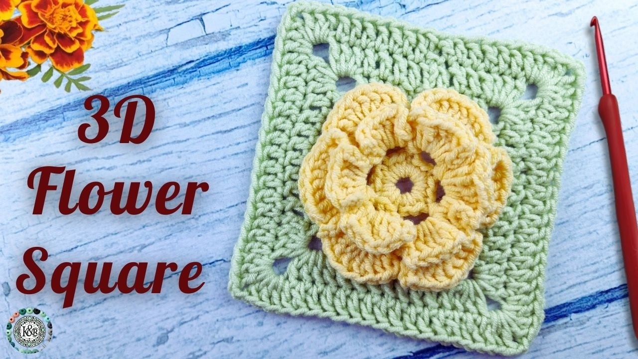 Beautiful 3D Flower Granny Square 🌼 Easy Crochet Motif Tutorial
