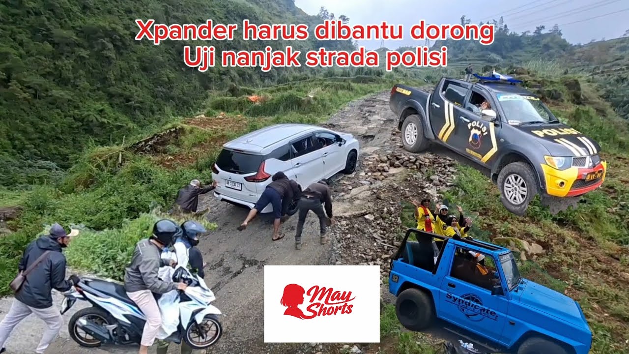 Xpander harus dibantu dorong dan uji nanjak strada polisi