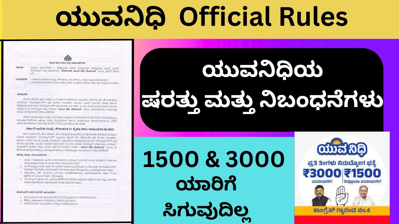 yuvanidhi scheme eligibility & rules || yuvanidhi scheme apply online kannadda||Yuva Nidhi 2023