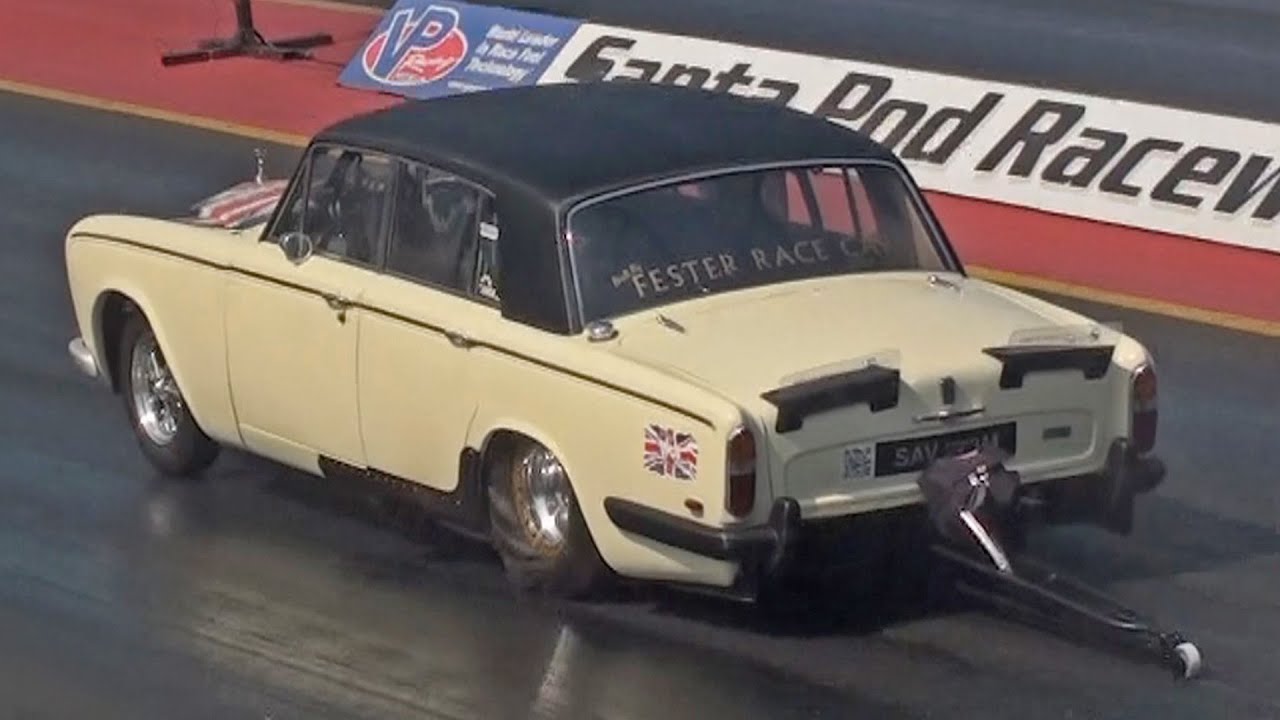 Twin Turbo V8 Rolls Royce Silver Shadow at Santa Pod Raceway