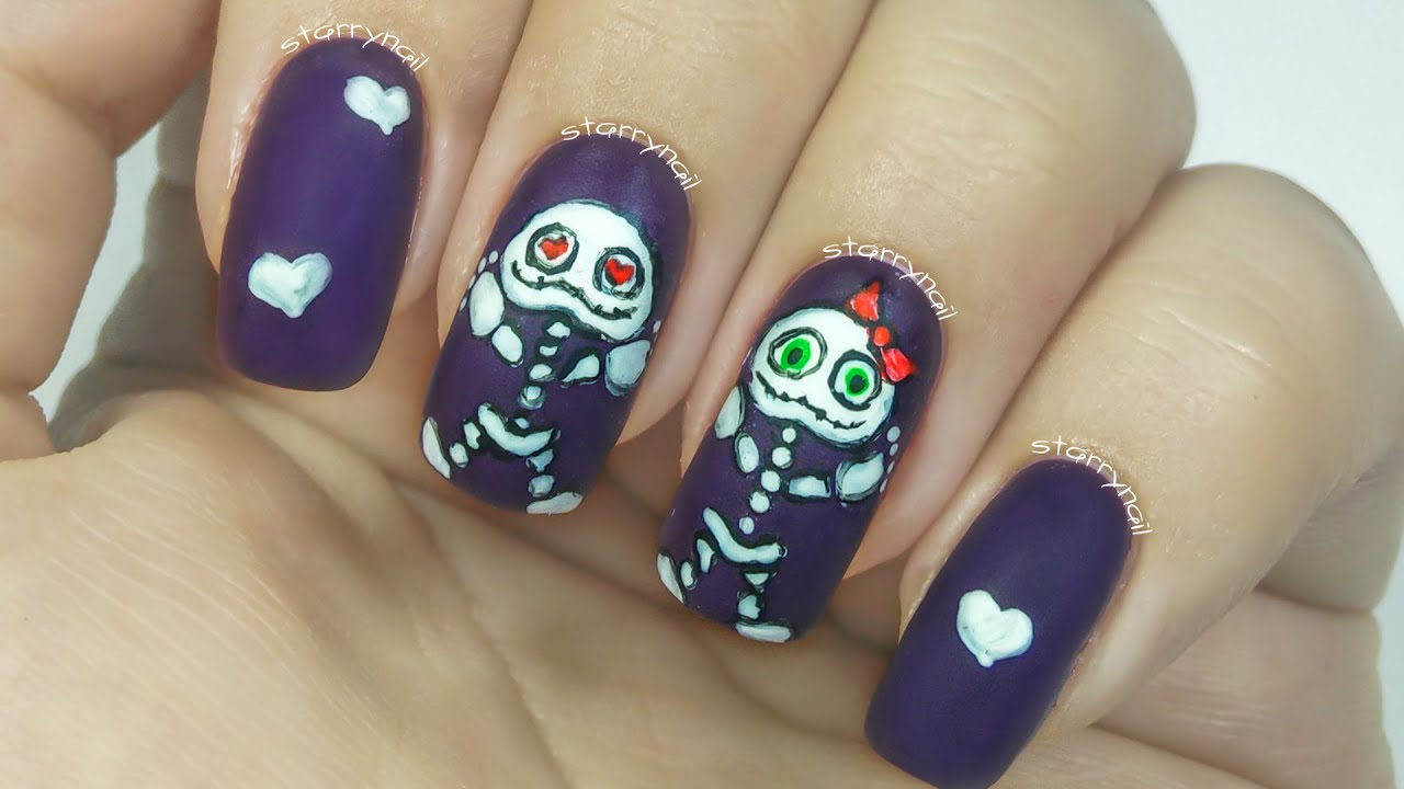 Cute Skeletons [Freehand Nail Art]