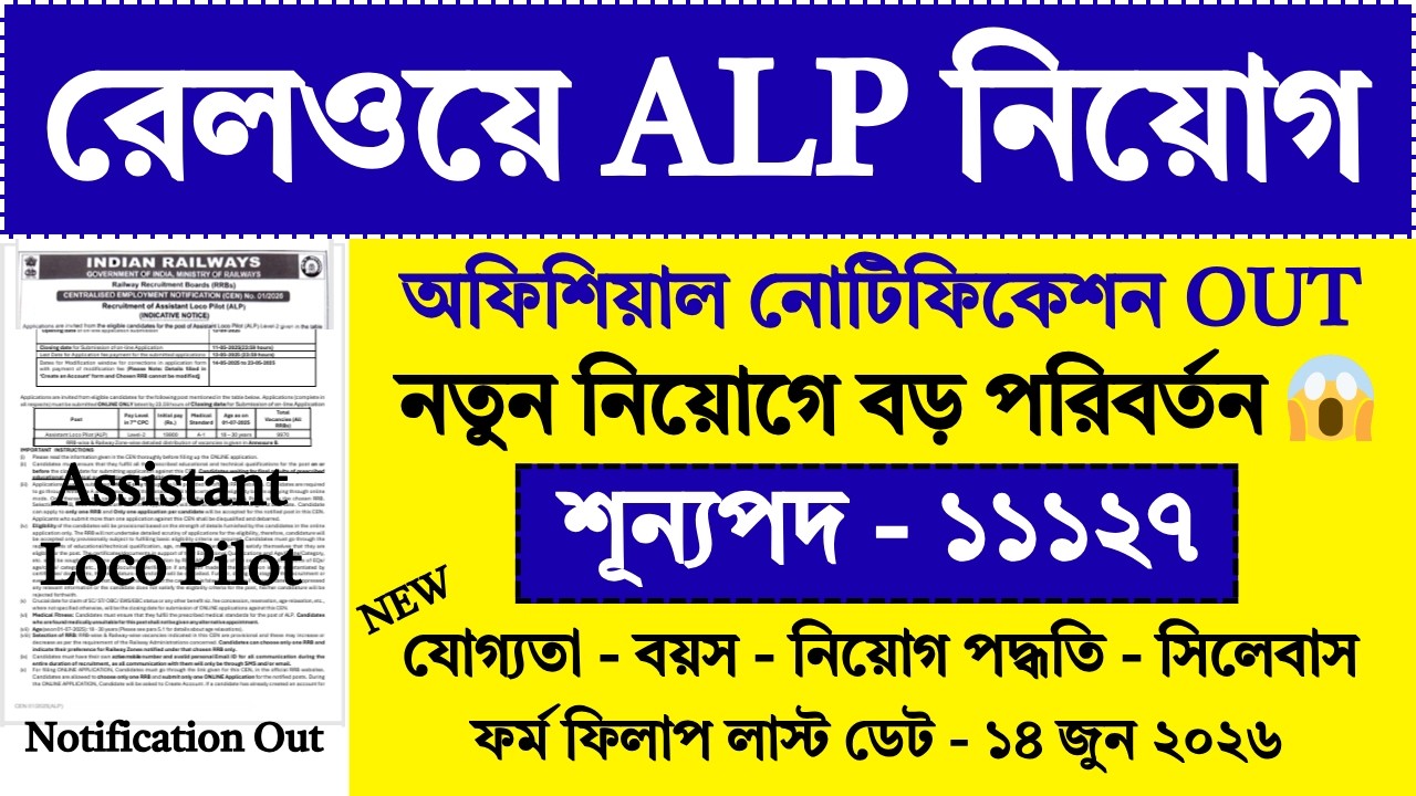 RRB ALP Details Notification 2026 | rrb alp new vacancy 2026 | rrb alp notification 2026 | #alp