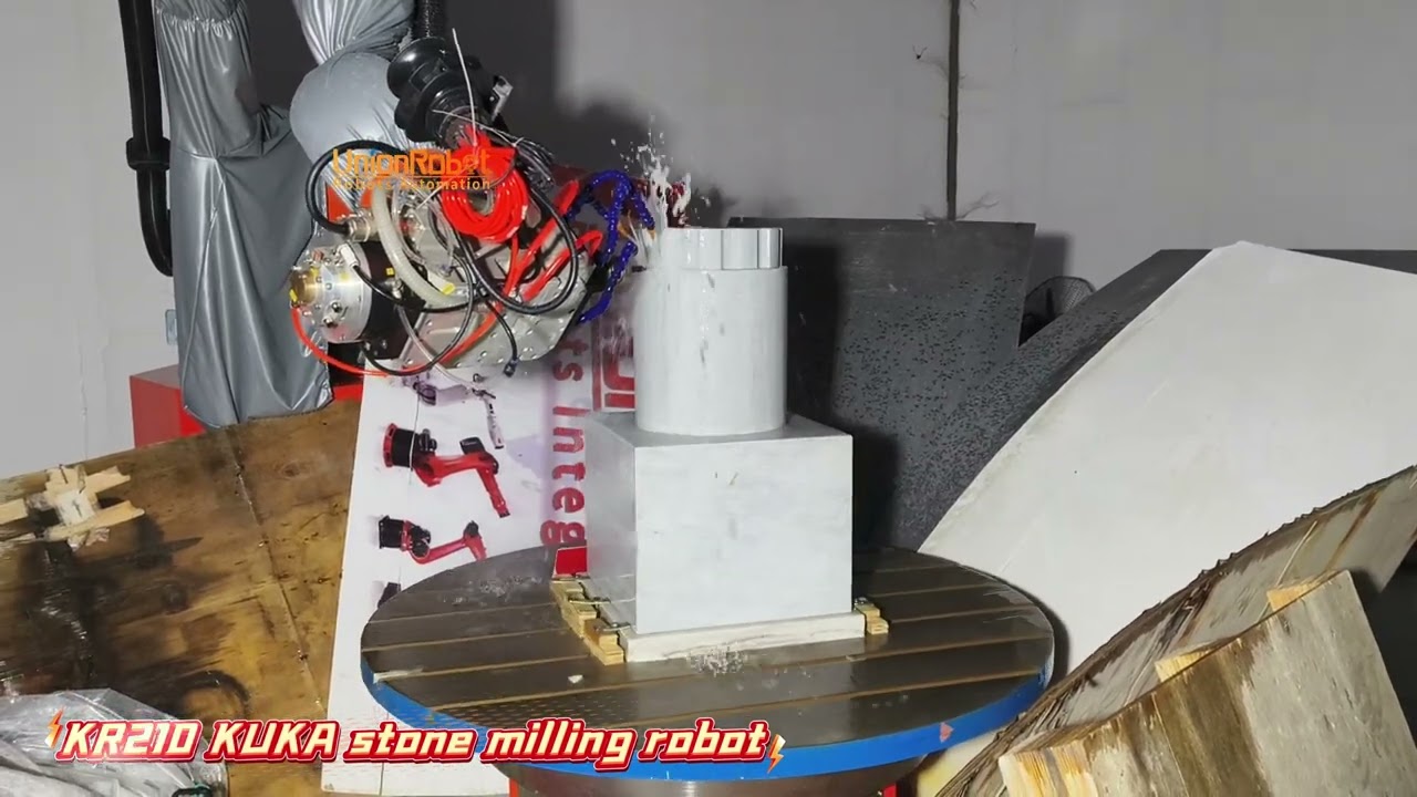 KR210 KUKA stone milling robot with position turntable