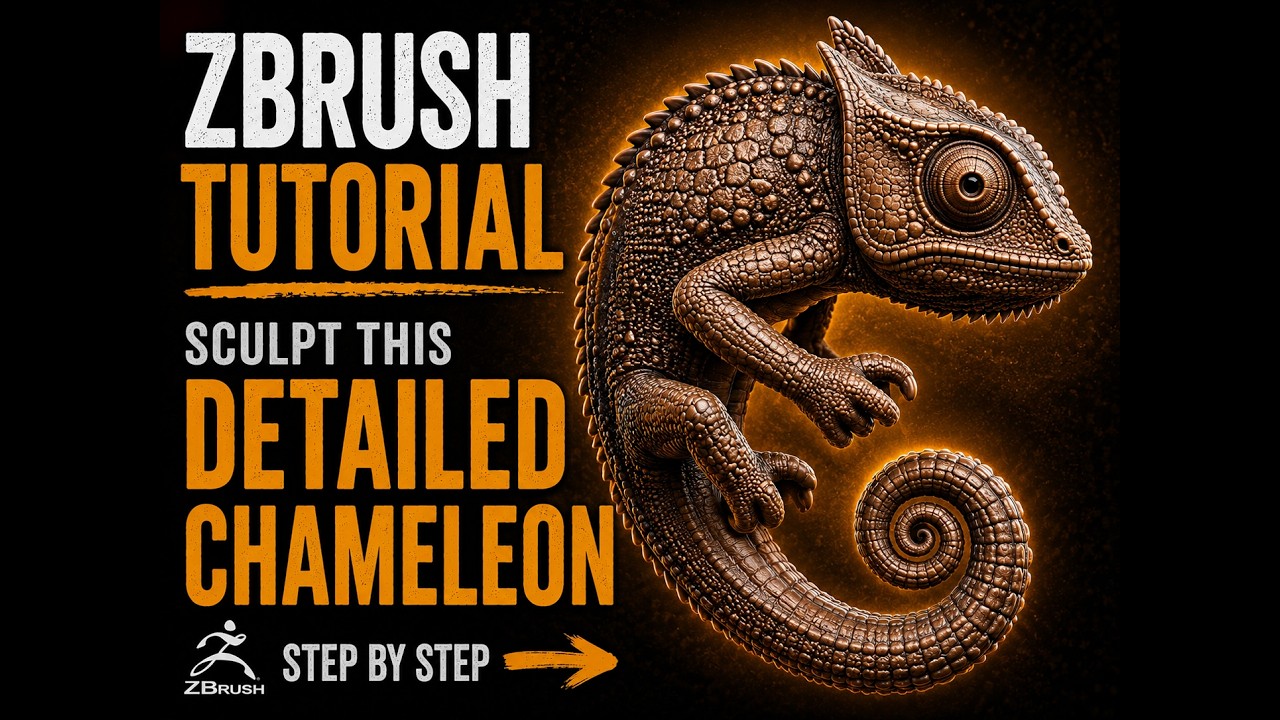 Zbrush adding details to chameleon #cadfilez