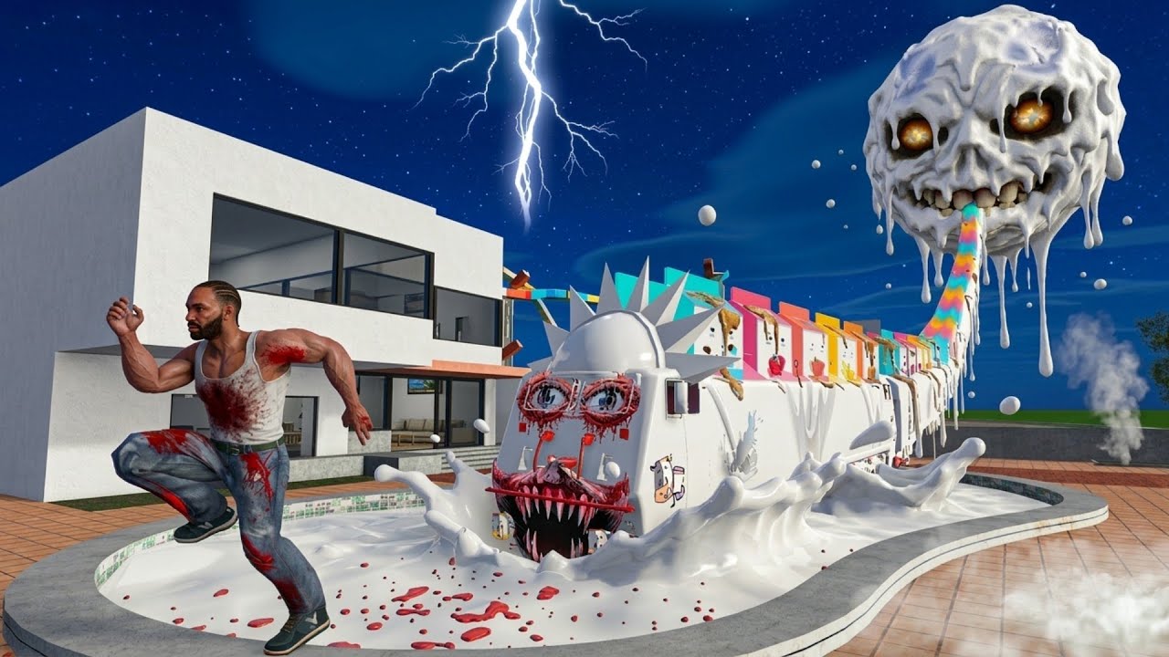 Largest Milk Pool Moon Train vs Franklin - indian bikes driving 3d game