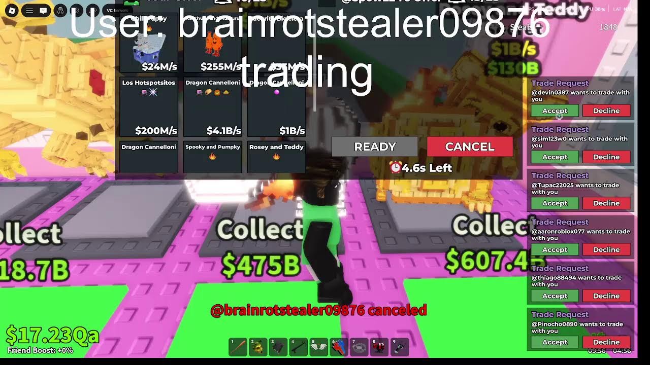 Trading and dueling in steal a brainrot