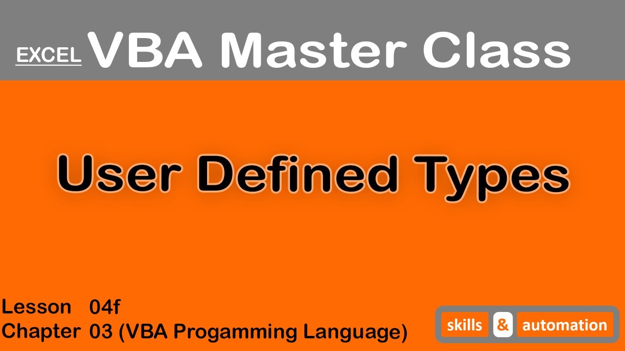 User Defined Types || Excel VBA Master Class || 3.4f